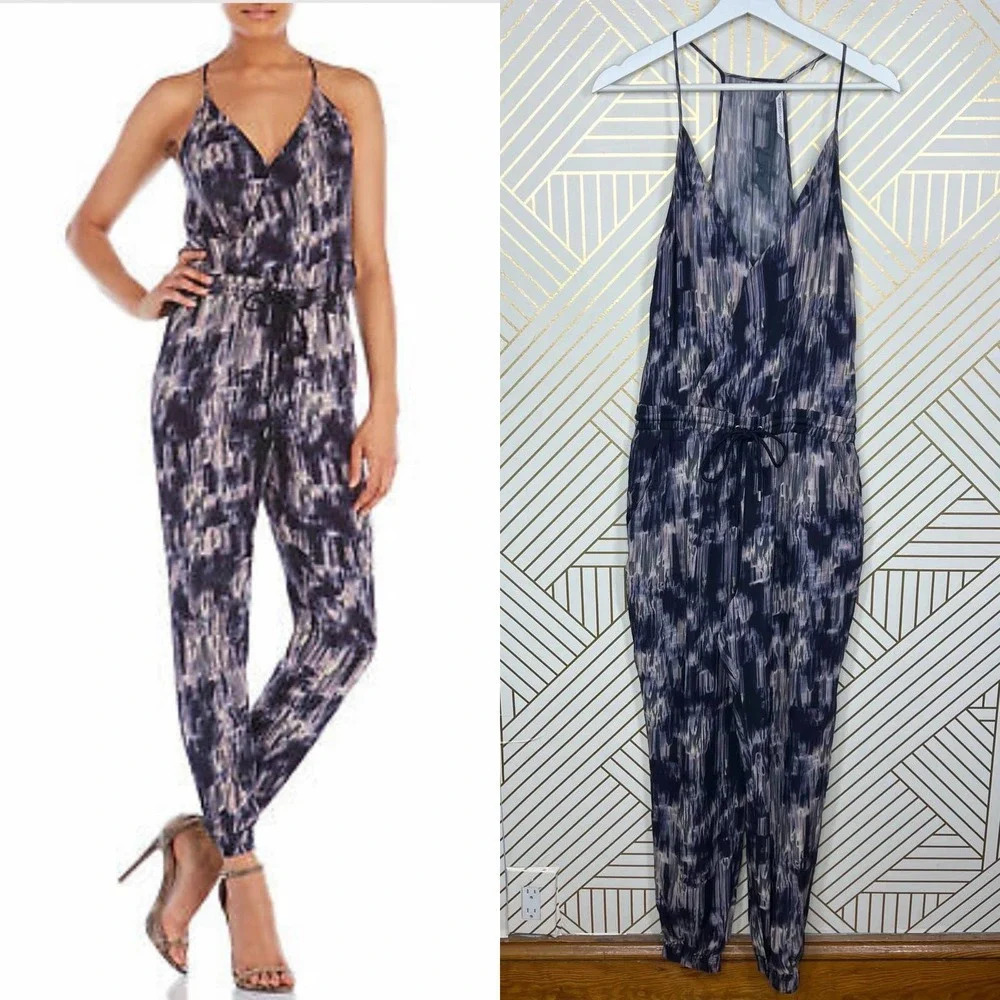 Rebecca‎ Minkoff Palmer Ikat Racerback Jumpsuit in Purple Aki Multi Size US M